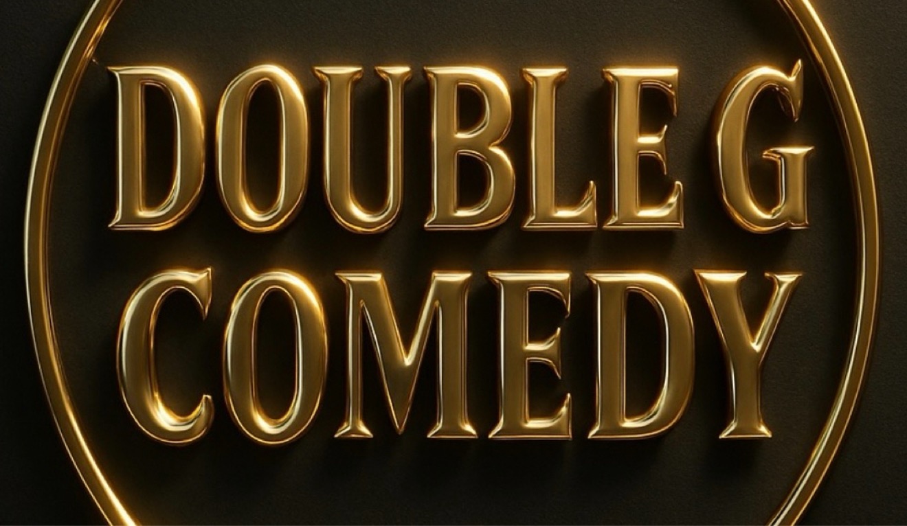 Double G Comedy gold logotype detail.